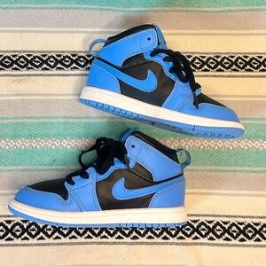 Nike Jordan 1 Kids Blue and Black Sneakers size 12c
